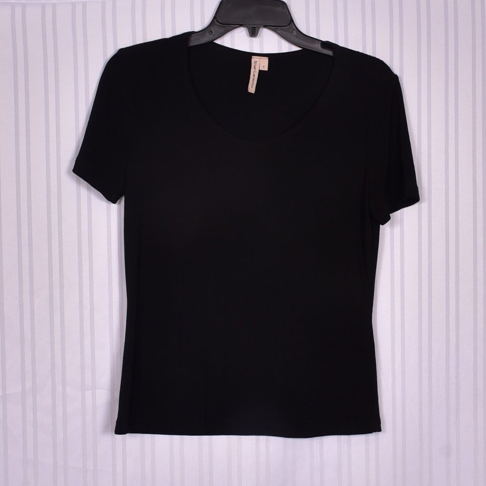 Susan Lawrence Black V-Neck Top Small